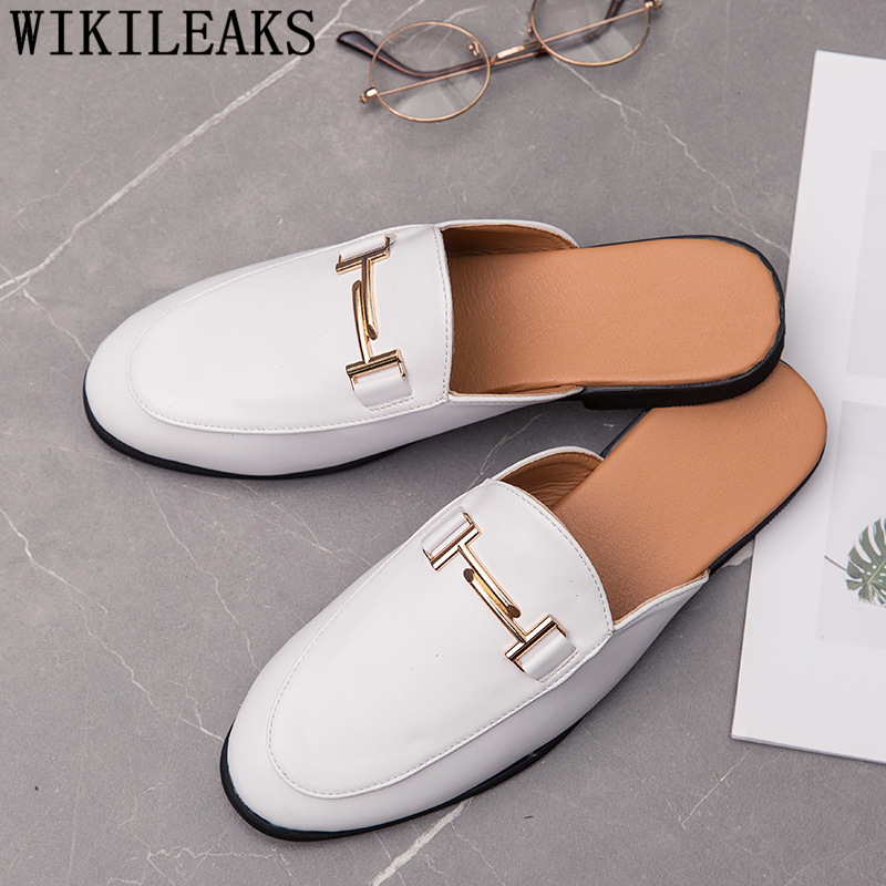 Flip Flop Leather Men - Đen Nửa Giày Cho Nam Giày