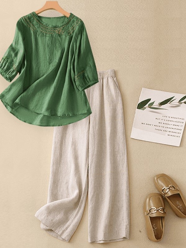 High-End Cotton Linen Set Wome - đánh giá và giá Linen Shirt Breathable