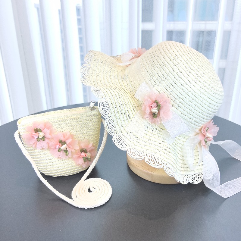 Girls 2pcs Straw Hat Solid Col - đánh giá và giá Bucket Hat Straw