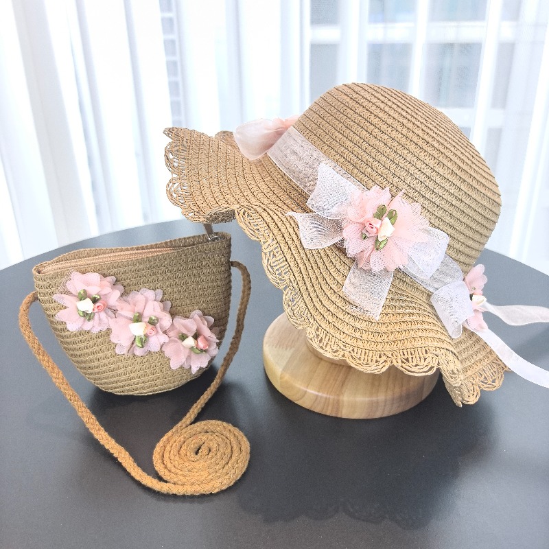 Girls 2pcs Straw Hat Solid Col - đánh giá và giá Bucket Hat Straw